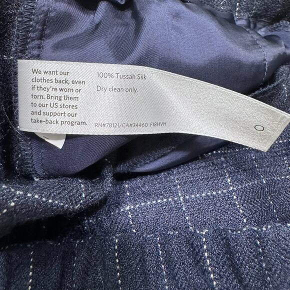 Eileen Fisher Pants Womens M Blue Checked Tussah Silk Straight Tapered Pocket - Picture 14 of 14